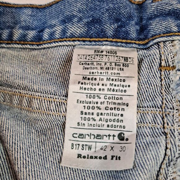 Carhartt Jeans Mens 42 X 30 Relaxed Fit Blue Denim - Picture 5 of 9